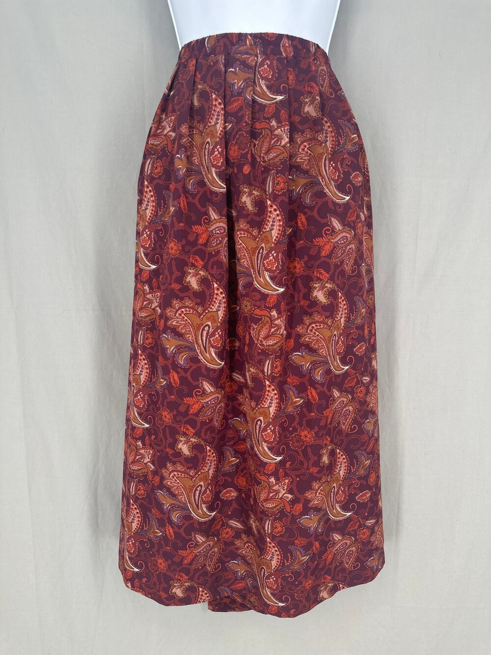 90s Vintage Skirt Womens Large Purple Floral Midi Paisley Boho Bohemian Cottage